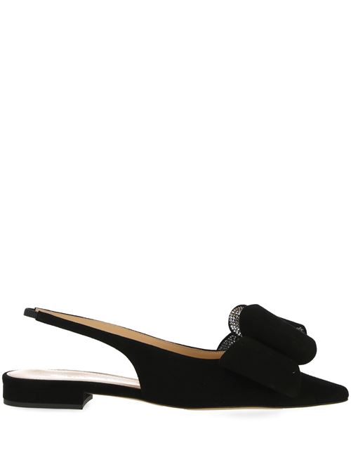 Jet black calf leather bow ballerina MACH & MACH | PF24-S0785-15-SUE-BLKBLACK